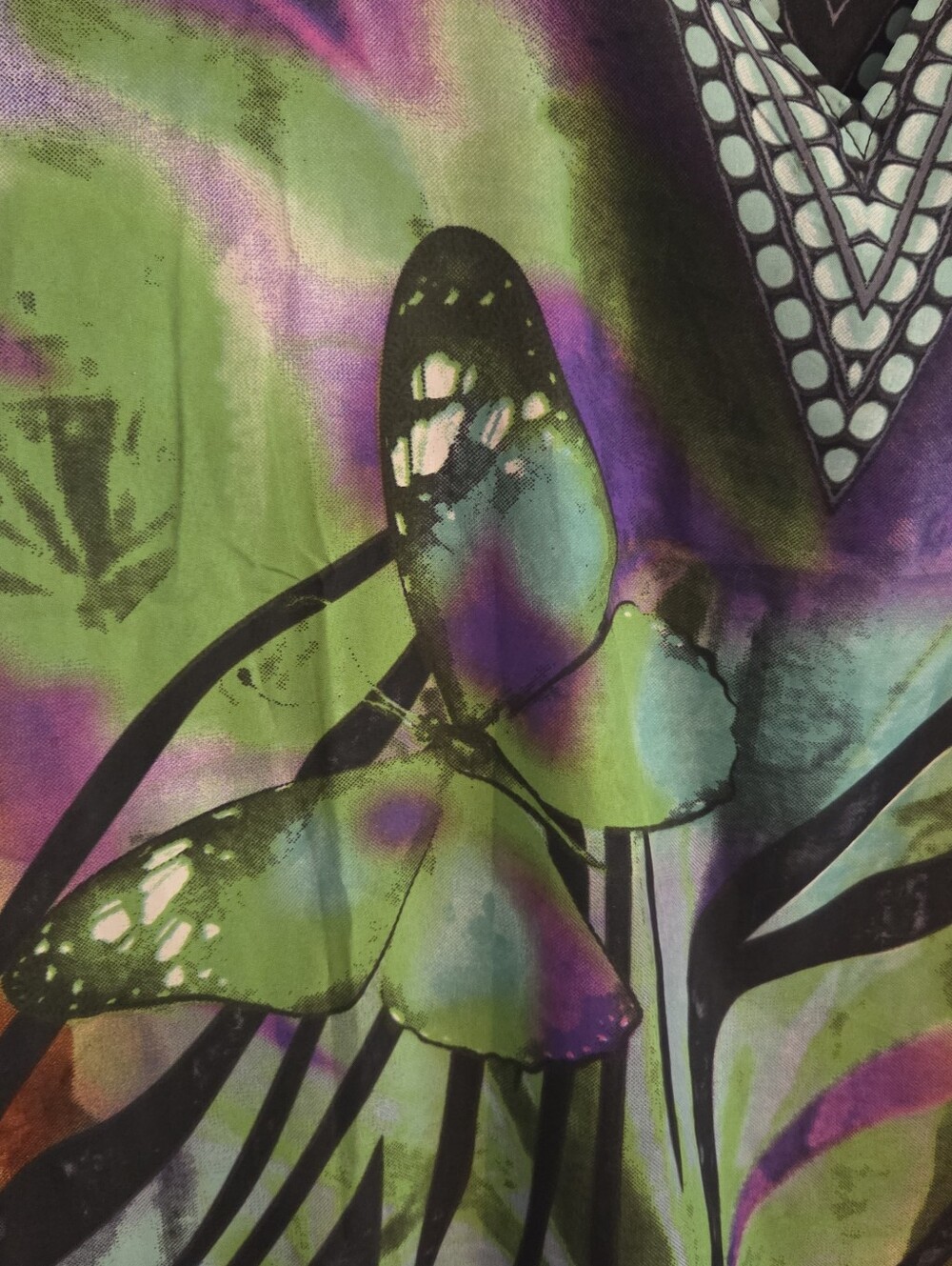 WINLAR Vintage Butterfly Print Kaftan Mumu One Size - Picture 3 of 7
